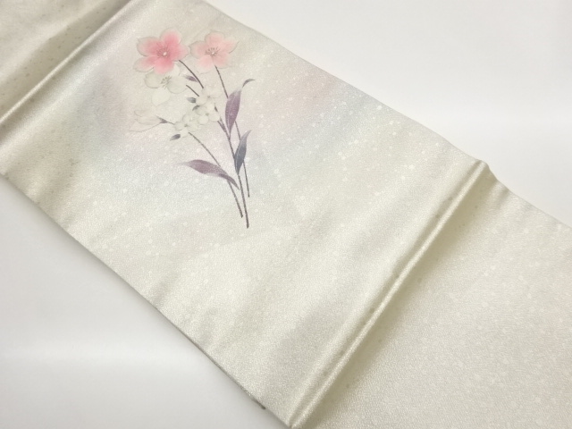 JAPANESE NAGOYA OBI / EMBROIDERY / FLOWER